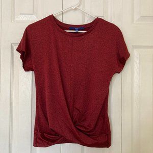 Apt. 9 Wicking Red Heather Athleisure Top with Twist Detail